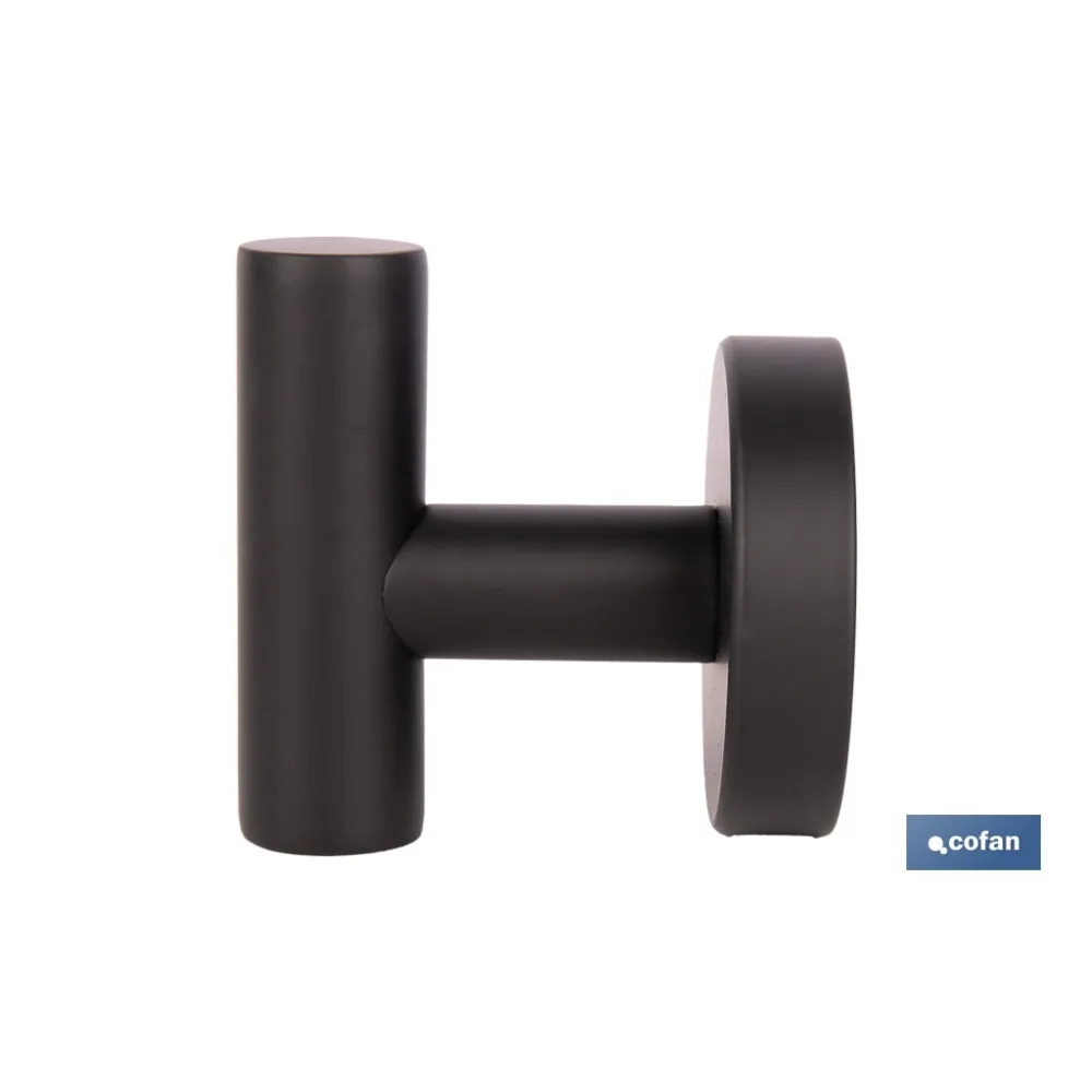 PERCHA NEGRA MATE DE ACERO CON DISEÑO REDONDO GAMA RIBEIRA 5 X 5 X 6 CM (PACK: 1 UDS) - Almacén de Ferretería Acor