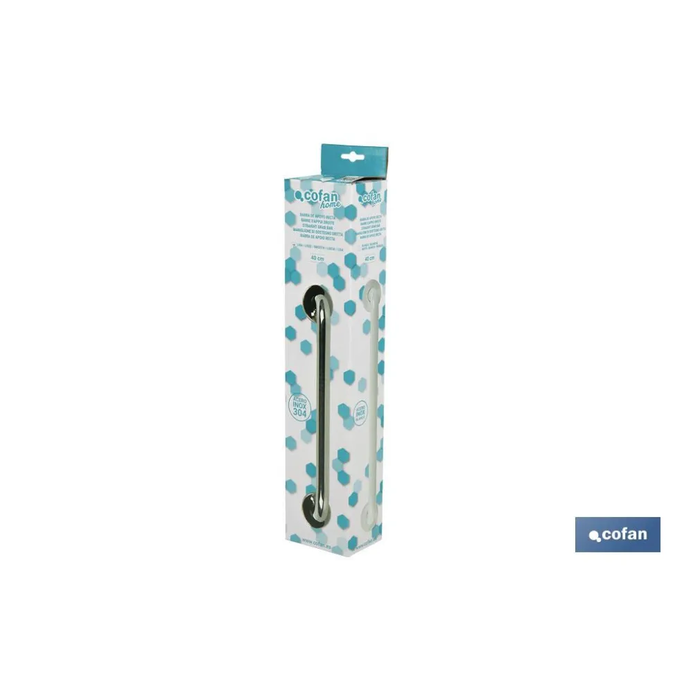 BARRA DE APOYO RECTA DE ACERO INOXIDABLE 304 (40 X 2.5 CM) (PACK: 1 UDS) - Almacén de Ferretería Acor
