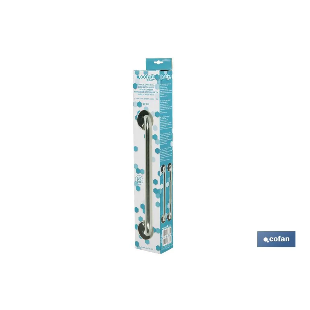 BARRA DE APOYO RECTA DE ACERO INOXIDABLE 304 (50 X 2.5 CM) (PACK: 1 UDS) - Almacén de Ferretería Acor