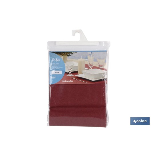 MANTEL ANTIMANCHAS RESINADO CONFECCIONADO 1,40X1,80 M 50 % ALG 50% POL. GRANATE
