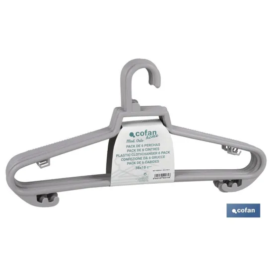 PACK DE 6 PERCHAS GRIS CLARO 38 X 18 CM (PACK: 1 UDS) - Almacén de Ferretería Acor