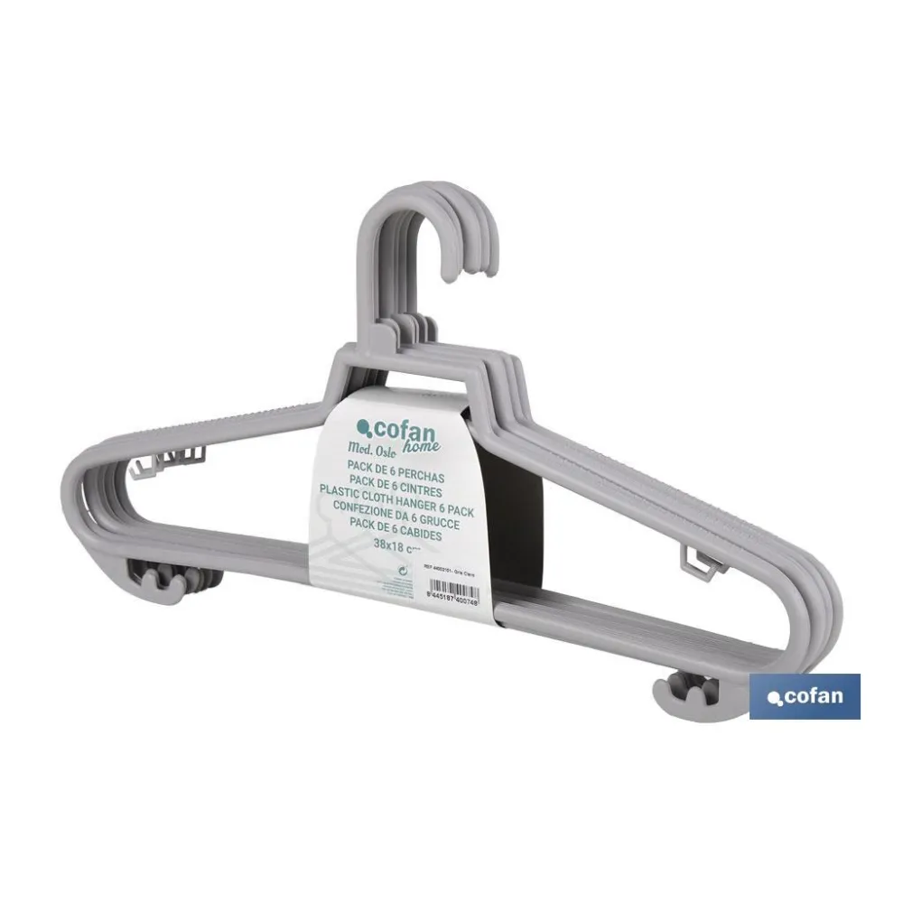 PACK DE 6 PERCHAS GRIS CLARO 38 X 18 CM (PACK: 1 UDS) - Almacén de Ferretería Acor