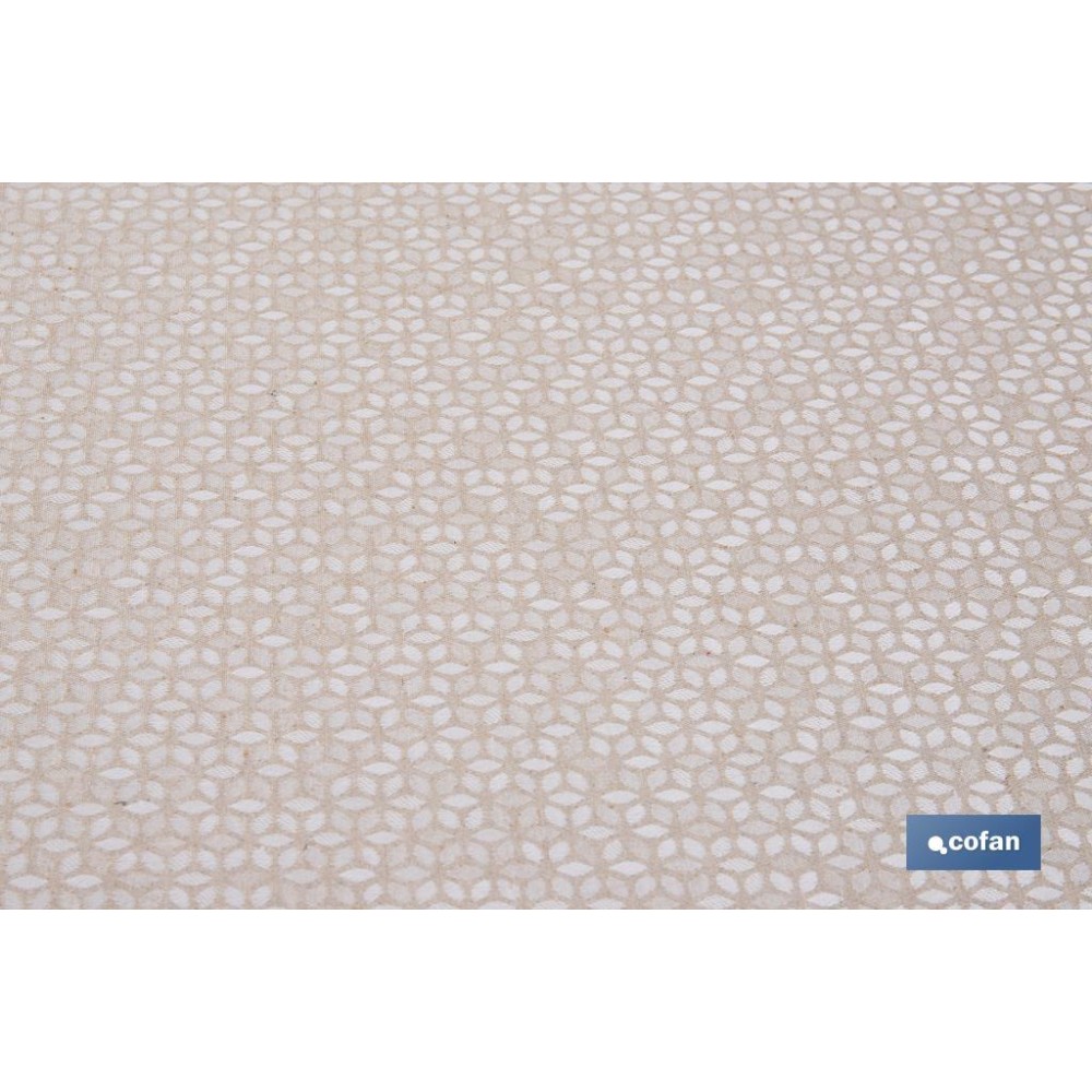 MANTEL REDONDO PÉTALOS ANTIMANCHAS RESINADO JACQUARD CONFECCIONADO 50 % ALGODÓN 50 % POLIÉSTER 1,40 M