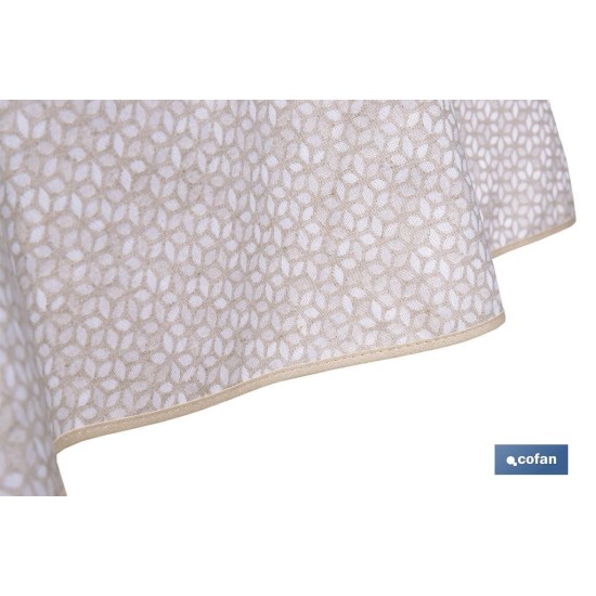 MANTEL REDONDO PÉTALOS ANTIMANCHAS RESINADO JACQUARD CONFECCIONADO 50 % ALGODÓN 50 % POLIÉSTER 1,40 M