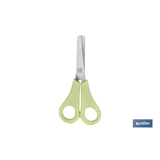 TIJERA ESCOLAR CON PUNTA REDONDA DE COLOR VERDE 13,3 CM (PACK: 1 UDS) - Almacén de Ferretería Acor