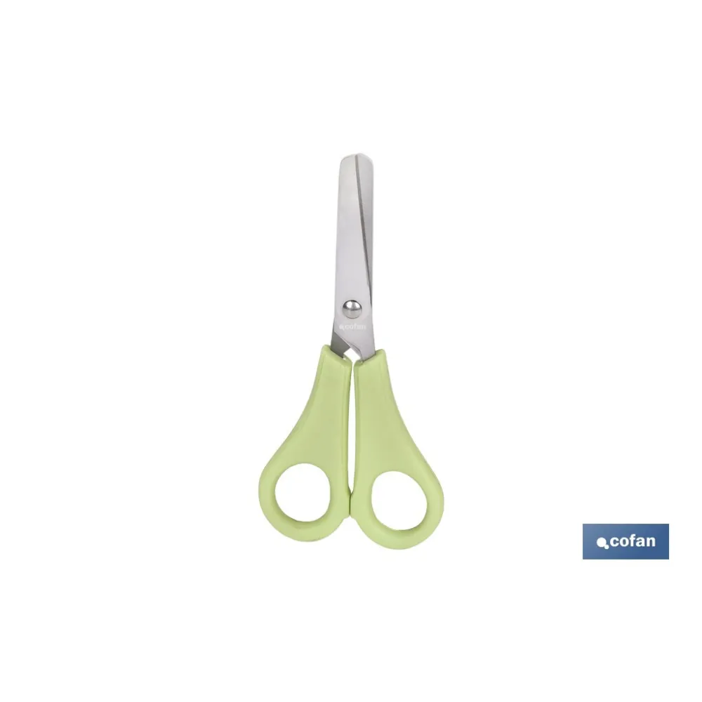 TIJERA ESCOLAR CON PUNTA REDONDA DE COLOR VERDE 13,3 CM (PACK: 1 UDS) - Almacén de Ferretería Acor