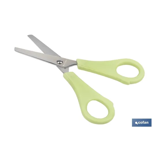 TIJERA ESCOLAR CON PUNTA REDONDA DE COLOR VERDE 13,3 CM (PACK: 1 UDS) - Almacén de Ferretería Acor