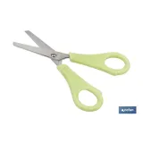 TIJERA ESCOLAR CON PUNTA REDONDA DE COLOR VERDE 13,3 CM (PACK: 1 UDS) - Almacén de Ferretería Acor