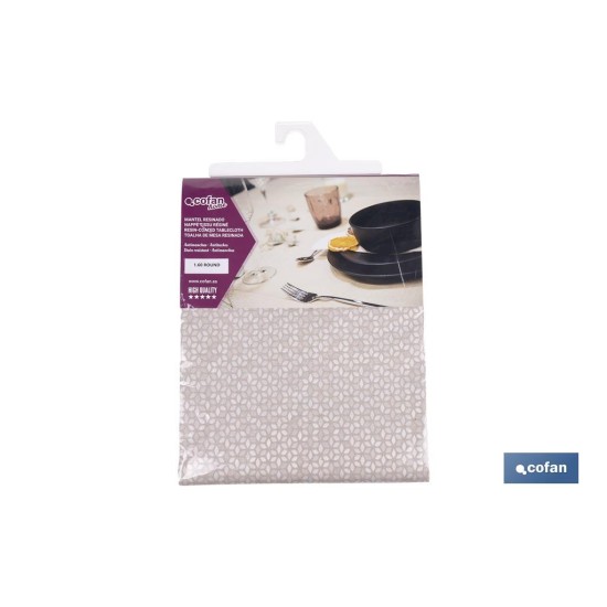 MANTEL REDONDO PÉTALOS ANTIMANCHAS RESINADO JACQUARD CONFECCIONADO 50 % ALGODÓN 50 % POLIÉSTER 1,80 M