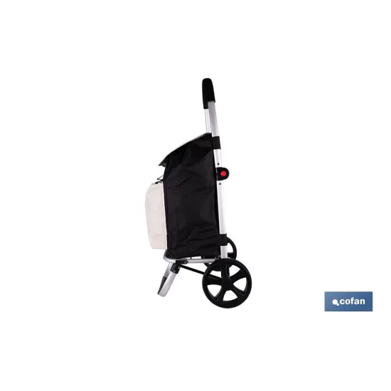 CARRO DE LA COMPRA NEGRO Y BEIGE PLEGABLE DE ALUMINIO CON 2 RUEDAS GRANDES 43 L (PACK: 1 UDS) - Almacén de Ferretería Acor