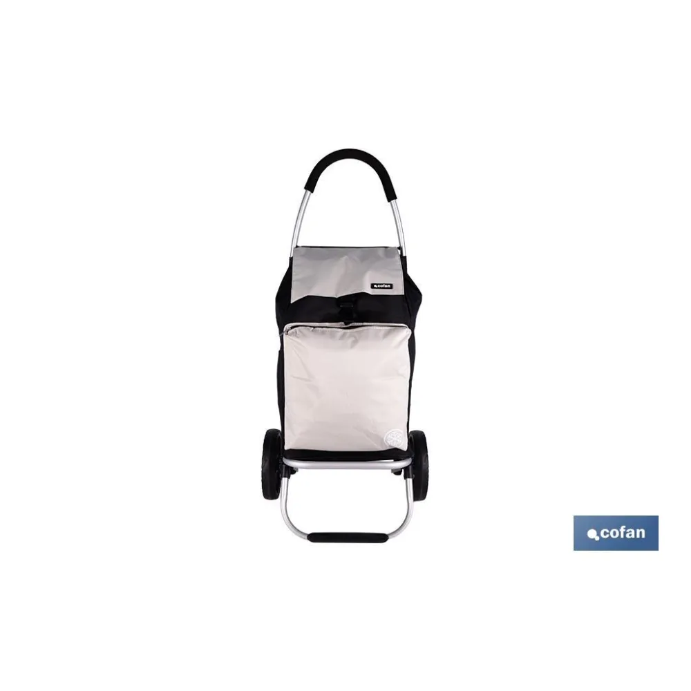CARRO DE LA COMPRA NEGRO Y BEIGE PLEGABLE DE ALUMINIO CON 2 RUEDAS GRANDES 43 L (PACK: 1 UDS) - Almacén de Ferretería Acor