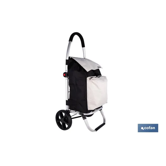 CARRO DE LA COMPRA NEGRO Y BEIGE PLEGABLE DE ALUMINIO CON 2 RUEDAS GRANDES 43 L (PACK: 1 UDS) - Almacén de Ferretería Acor