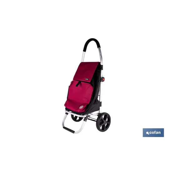 CARRO DE LA COMPRA NEGRO Y GRANATE PLEGABLE DE ALUMINIO CON 2 RUEDAS GRANDES 43 L (PACK: 1 UDS) - Almacén de Ferretería Acor