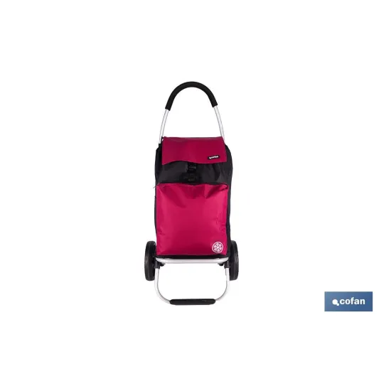 CARRO DE LA COMPRA NEGRO Y GRANATE PLEGABLE DE ALUMINIO CON 2 RUEDAS GRANDES 43 L (PACK: 1 UDS) - Almacén de Ferretería Acor
