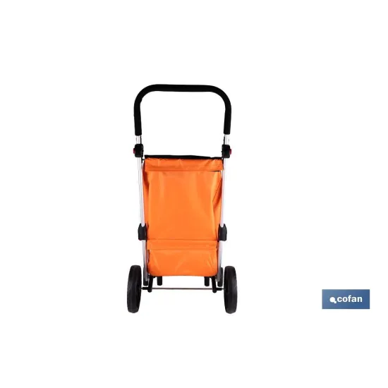 CARRO DE LA COMPRA NARANJA Y NEGRO ABATIBLE DE ALUMINIO CON 6 RUEDAS GIRATORIAS 53 L (PACK: 1 - Almacén de Ferretería Acor