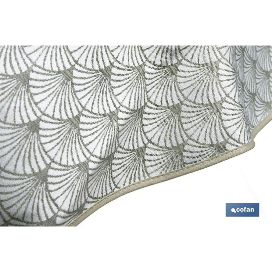 MANTEL REDONDO ARCOS VERDES ANTIMANCHAS RESINADO JACQUARD CONFECCIONADO 50% ALGODÓN 50% POLIESTER 1,40 M