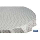 MANTEL REDONDO ARCOS VERDES ANTIMANCHAS RESINADO JACQUARD CONFECCIONADO 50% ALGODÓN 50% POLIESTER 1,60 M
