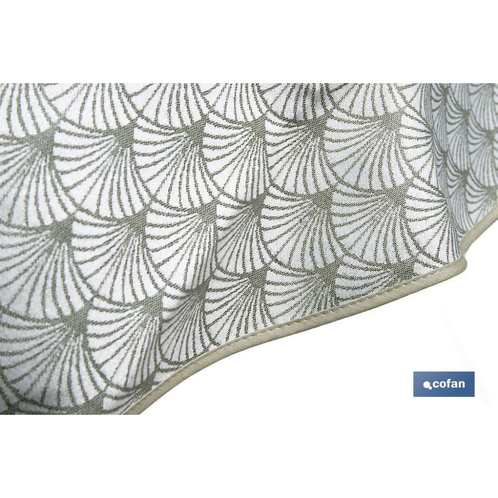 MANTEL REDONDO ARCOS VERDES ANTIMANCHAS RESINADO JACQUARD CONFECCIONADO 50% ALGODÓN 50% POLIESTER 1,60 M