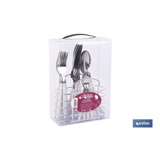 SET DE CUBIERTOS 24 PIEZAS ACERO INOXIDABLE COLOR BLANCO (PACK: 1 UDS) - Almacén de Ferretería Acor