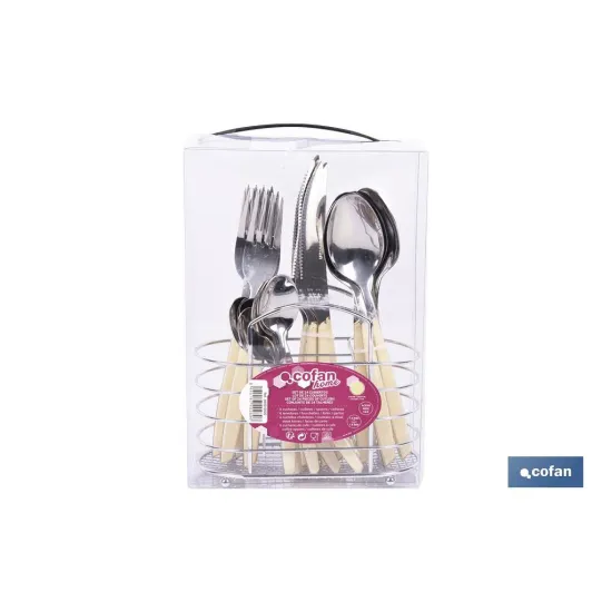 SET DE CUBIERTOS 24 PIEZAS ACERO INOXIDABLE COLOR AMARILLO (PACK: 1 UDS) - Almacén de Ferretería Acor