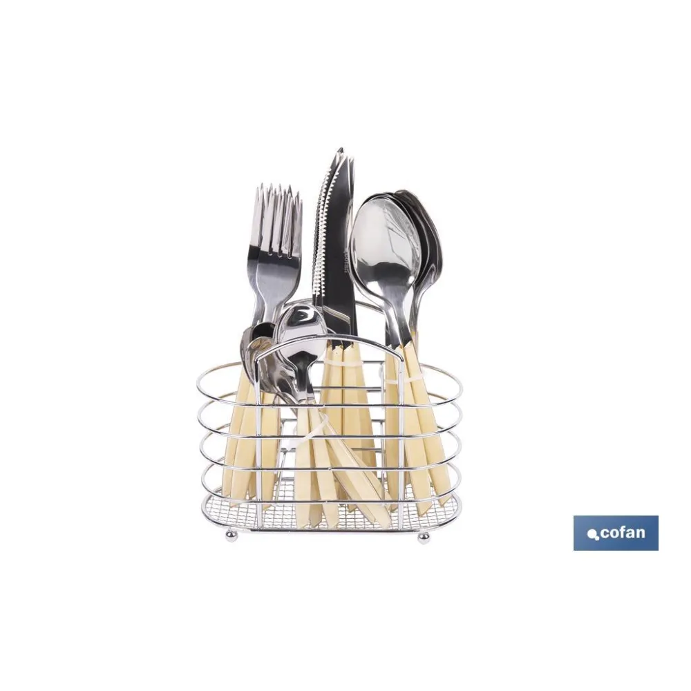 SET DE CUBIERTOS 24 PIEZAS ACERO INOXIDABLE COLOR AMARILLO (PACK: 1 UDS) - Almacén de Ferretería Acor