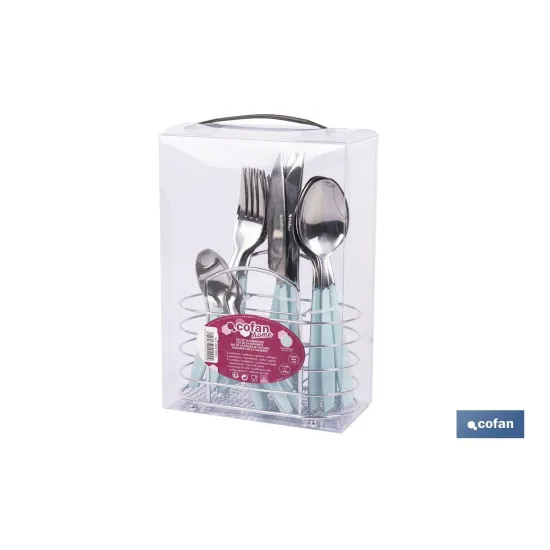 SET DE CUBIERTOS 24 PIEZAS ACERO INOXIDABLE COLOR AZUL (PACK: 1 UDS) - Almacén de Ferretería Acor