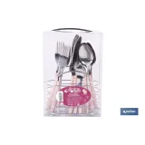 SET DE CUBIERTOS 24 PIEZAS ACERO INOXIDABLE COLOR ROSA (PACK: 1 UDS) - Almacén de Ferretería Acor
