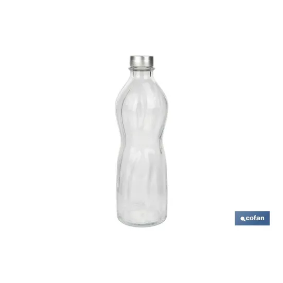 BOTELLA DE VIDRIO TRANSPARENTE TAPÓN ACERO INOXIDABLE 1 L VENTA UNITARIA (PACK: 1 UDS) - Almacén de Ferretería Acor