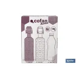 BOTELLA DE VIDRIO TRANSPARENTE TAPÓN ACERO INOXIDABLE 1 L VENTA UNITARIA (PACK: 1 UDS) - Almacén de Ferretería Acor