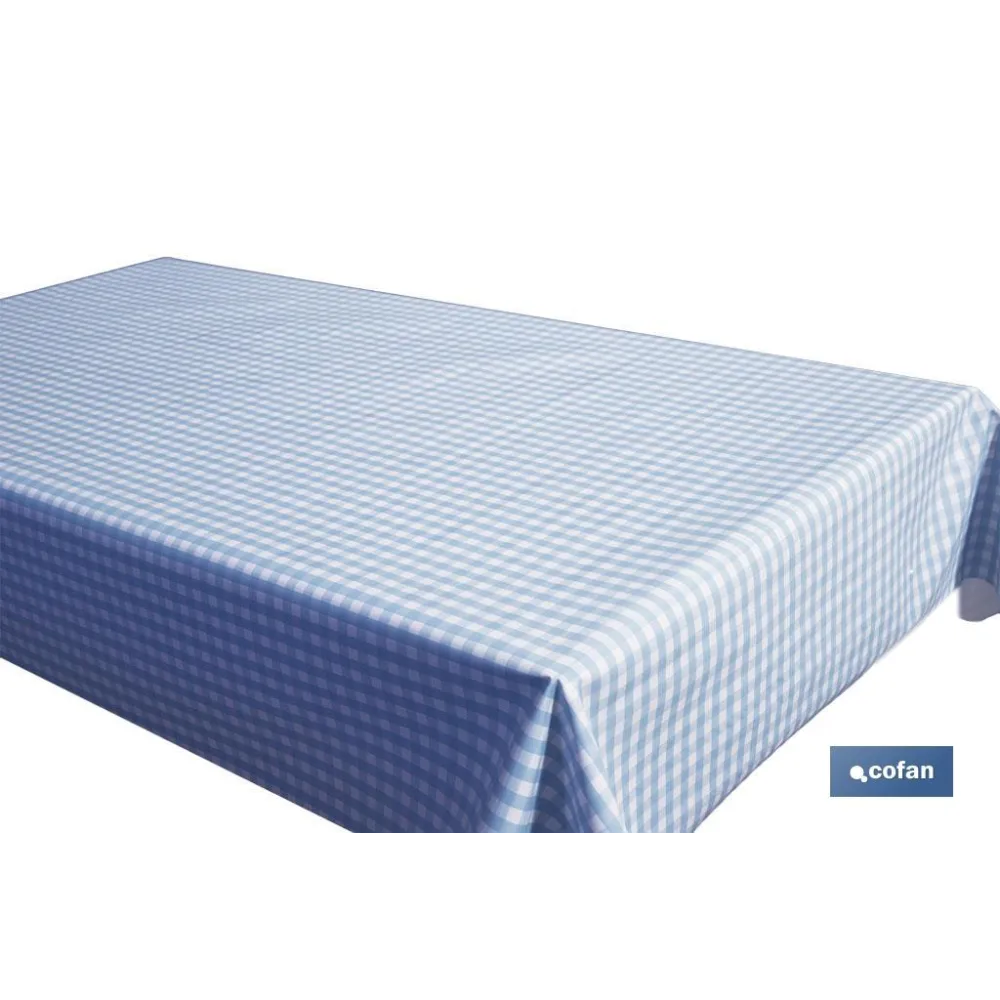 ROLLO DE MANTEL ANTIMANCHAS CUADROS AZULES 1,40 X 20 M (PACK: 1 UDS) - Almacén de Ferretería Acor