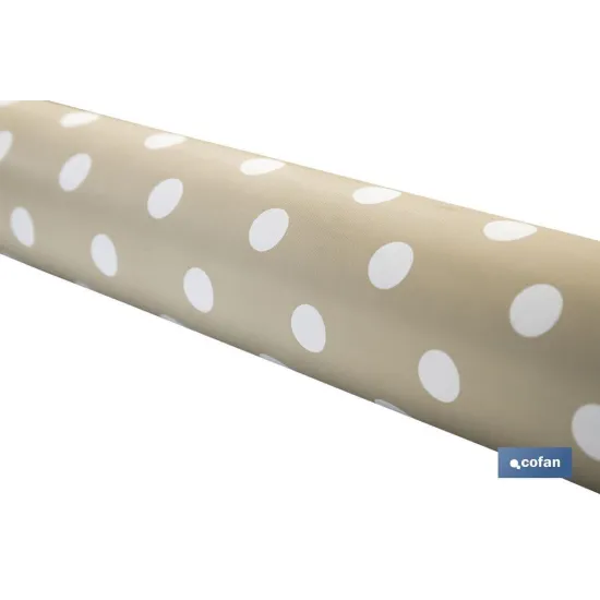 ROLLO DE MANTEL ANTIMANCHAS DE LUNARES BEIGE 1,40 X 20 M (PACK: 1 UDS) - Almacén de Ferretería Acor