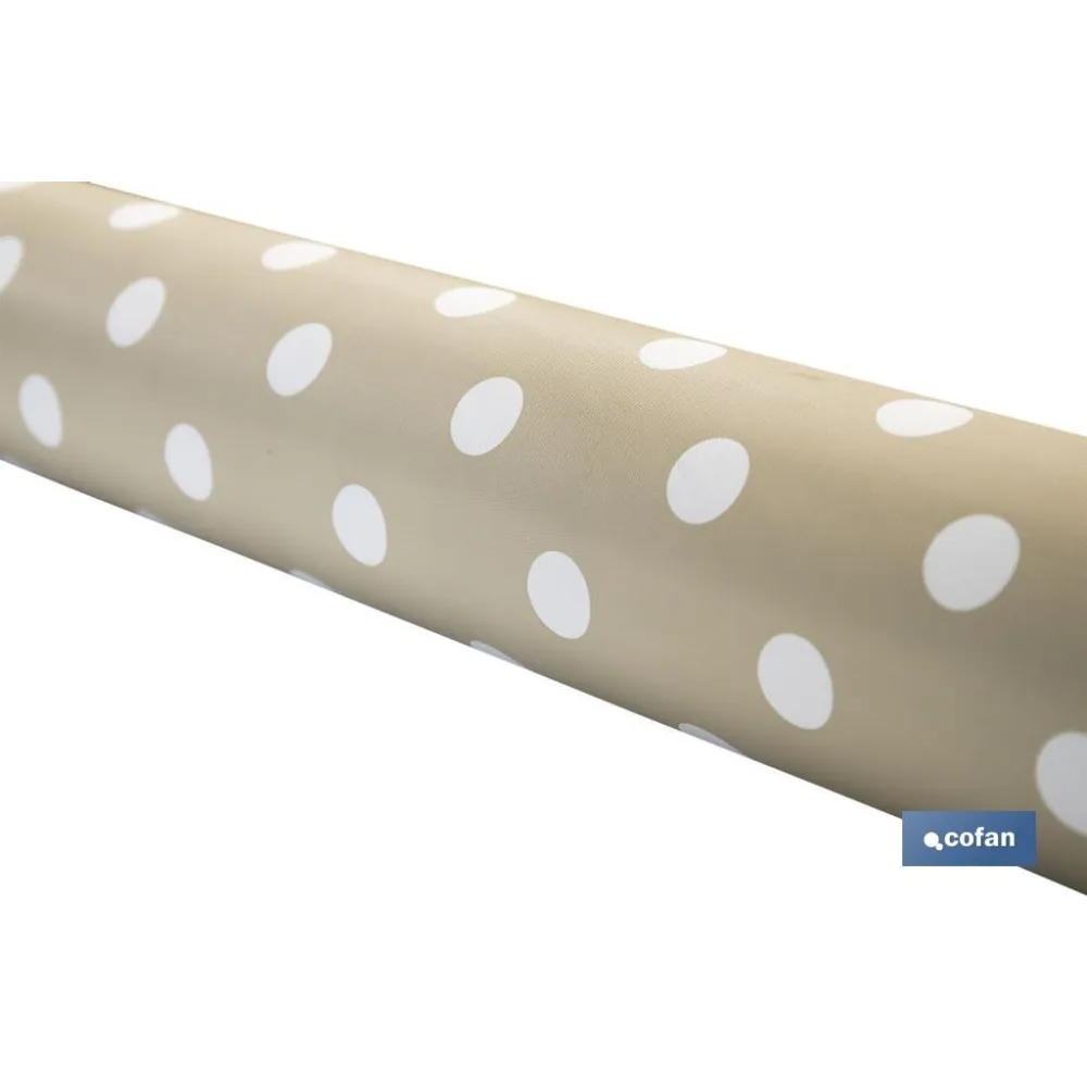 ROLLO DE MANTEL ANTIMANCHAS DE LUNARES BEIGE 1,40 X 20 M (PACK: 1 UDS) - Almacén de Ferretería Acor