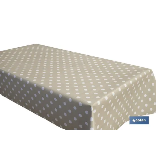 ROLLO DE MANTEL ANTIMANCHAS DE LUNARES BEIGE 1,40 X 20 M (PACK: 1 UDS) - Almacén de Ferretería Acor