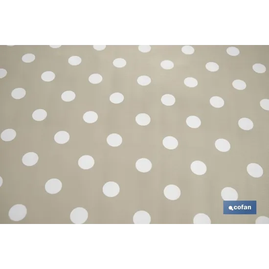 ROLLO DE MANTEL ANTIMANCHAS DE LUNARES BEIGE 1,40 X 20 M (PACK: 1 UDS) - Almacén de Ferretería Acor