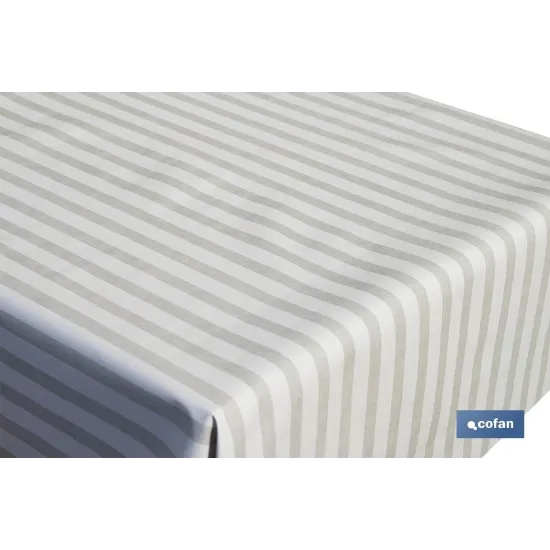 ROLLO DE MANTEL ANTIMANCHAS DE RAYAS BEIGE Y BLANCO 1,40 X 20 M (PACK: 1 UDS) - Almacén de Ferretería Acor