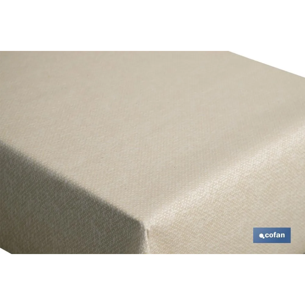 ROLLO DE MANTEL ANTIMANCHAS RESINADO TEXTURA BEIGE 60 % ALGODÓN, 40 % POLIÉSTER 1,40 X 20 M - Almacén de Ferretería Acor