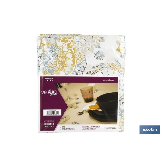MANTEL ANTIMANCHAS MOSAICO CALIDO 1,40 X 1,80 (PACK: 1 UDS) - Almacén de Ferretería Acor