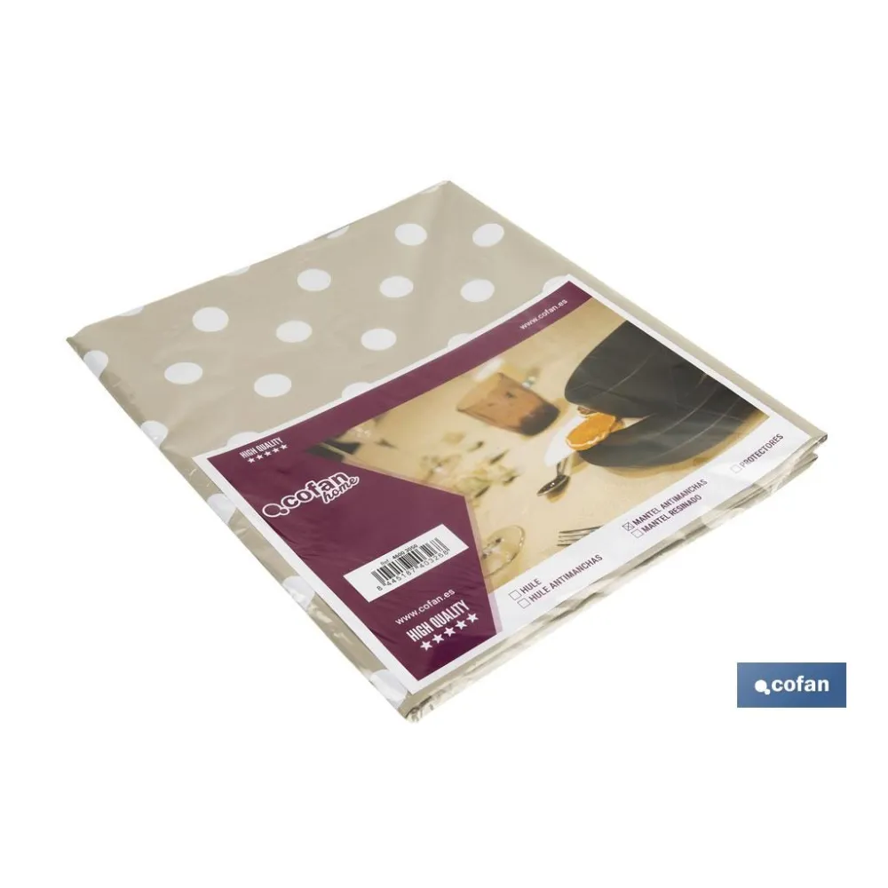 MANTEL ANTIMANCHA LUNARES BEIGE 1,40 X 1,40 (PACK: 1 UDS) - Almacén de Ferretería Acor