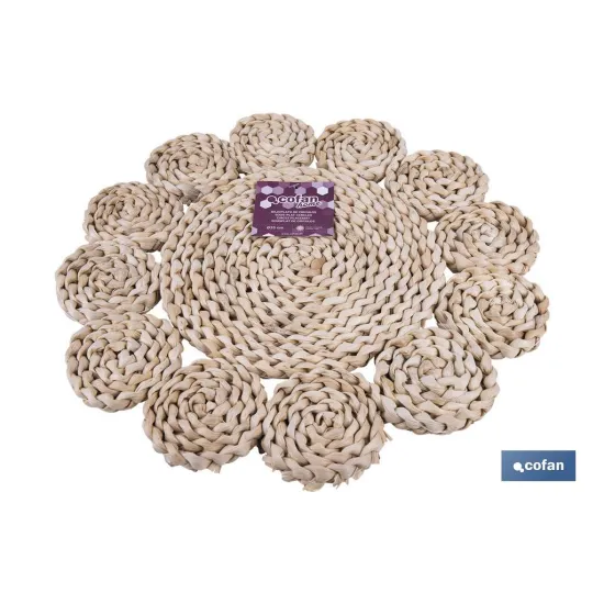 BAJOPLATO FORMA CIRCULOS  FIBRA NATURAL MEDIDA 35 CM (PACK: 6 UDS) - Almacén de Ferretería Acor