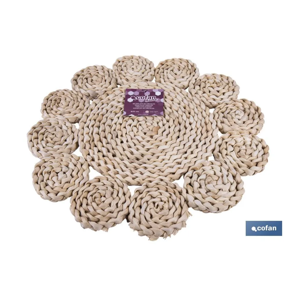 BAJOPLATO FORMA CIRCULOS  FIBRA NATURAL MEDIDA 35 CM (PACK: 6 UDS) - Almacén de Ferretería Acor