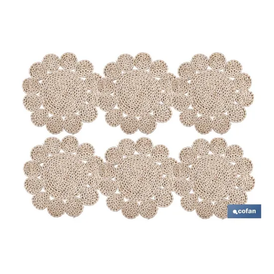 BAJOPLATO FORMA CIRCULOS  FIBRA NATURAL MEDIDA 35 CM (PACK: 6 UDS) - Almacén de Ferretería Acor