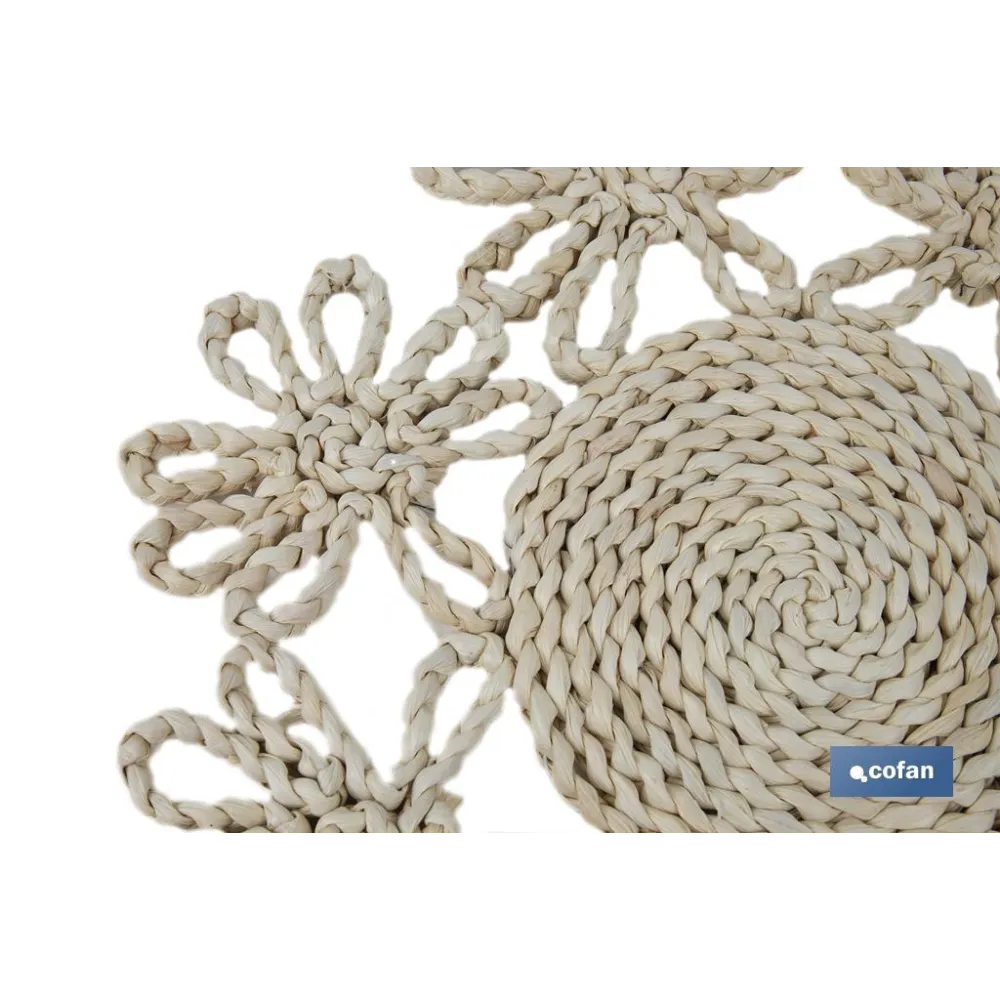 BAJOPLATO FORMA FLOR  FIBRA NATURAL MEDIDA 35 CM (PACK: 6 UDS) - Almacén de Ferretería Acor