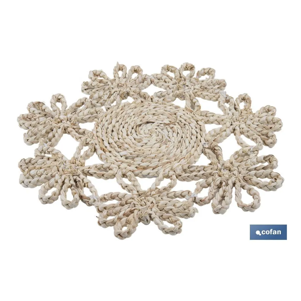 BAJOPLATO FORMA FLOR  FIBRA NATURAL MEDIDA 35 CM (PACK: 6 UDS) - Almacén de Ferretería Acor