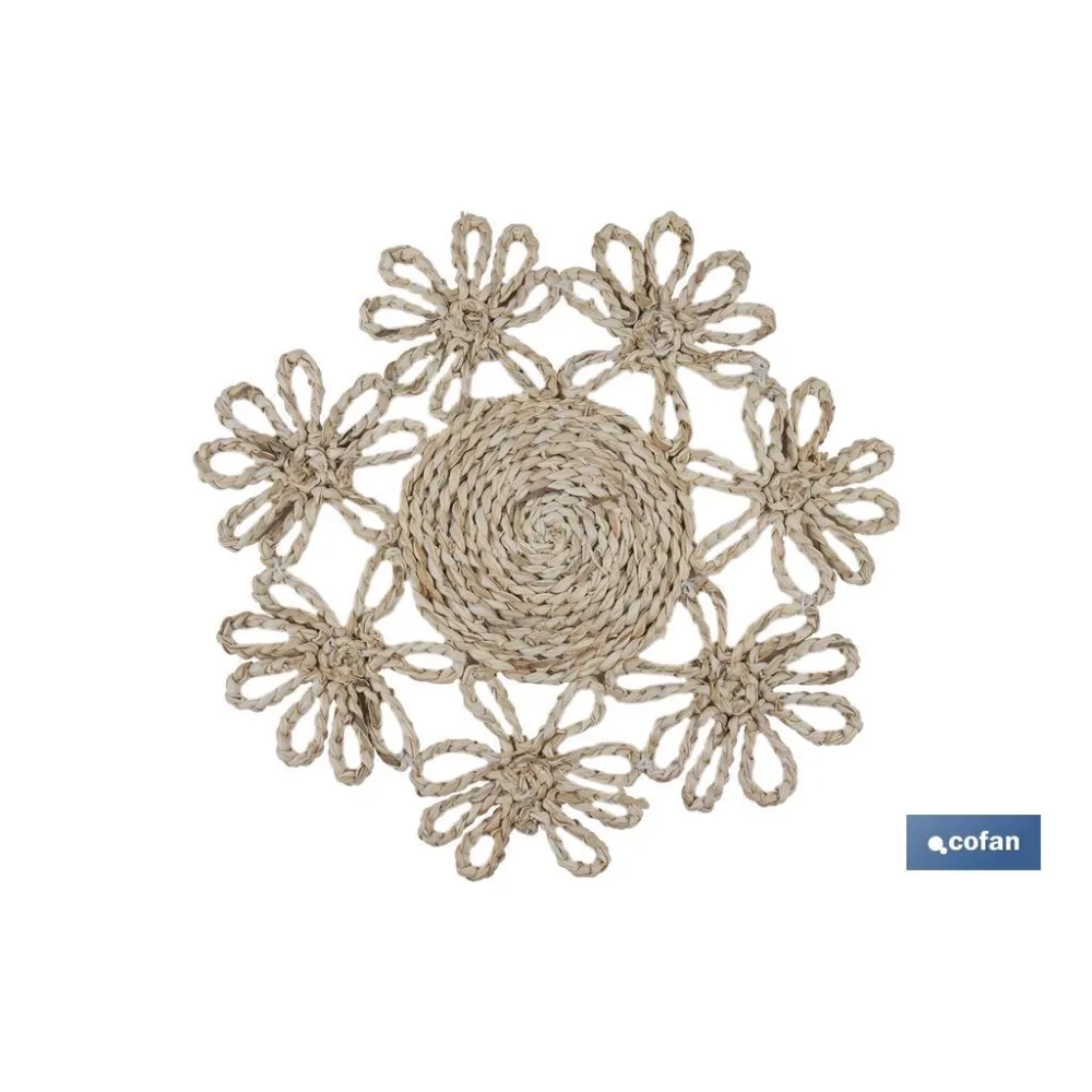 BAJOPLATO FORMA FLOR  FIBRA NATURAL MEDIDA 35 CM (PACK: 6 UDS) - Almacén de Ferretería Acor