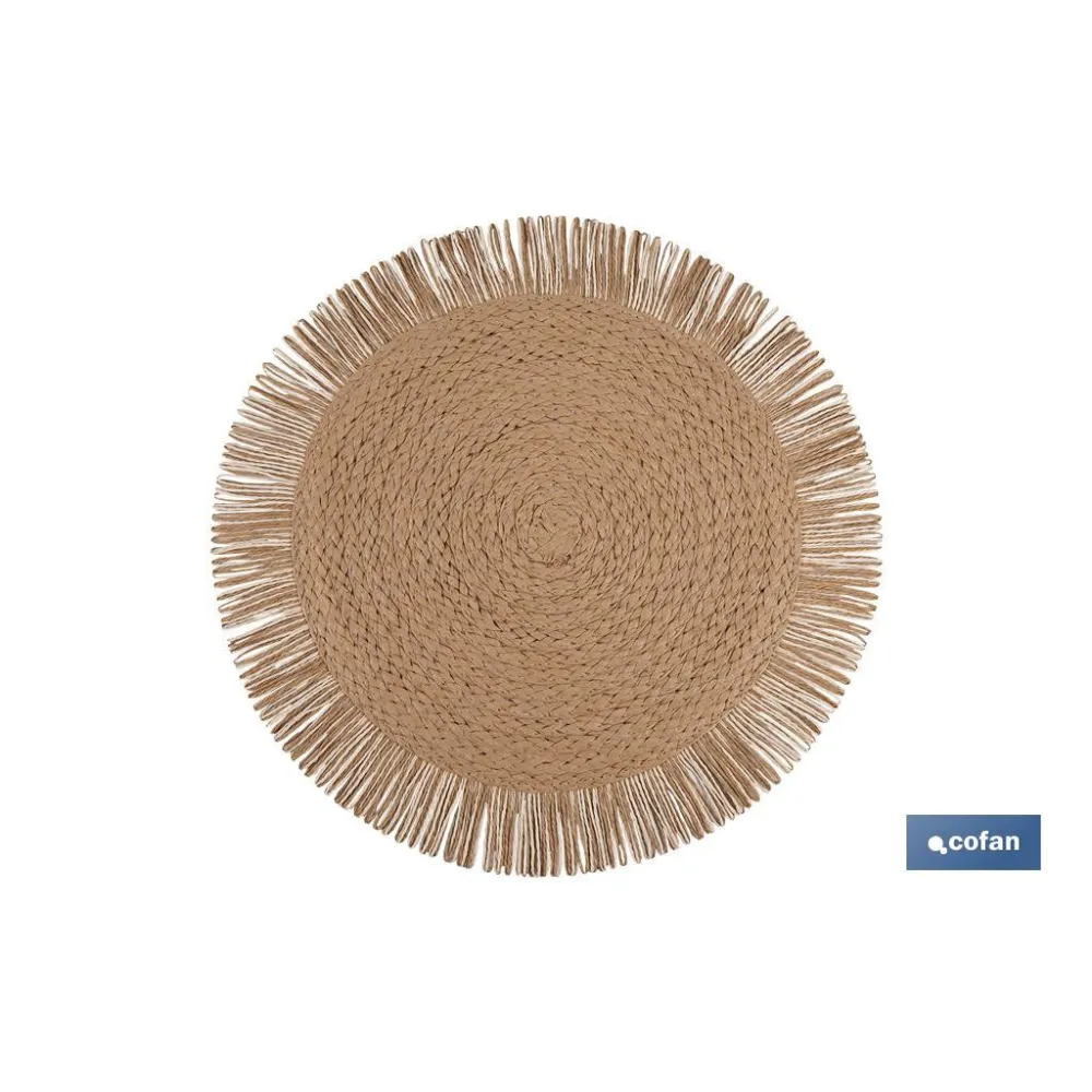 BAJOPLATO REDONDO FLECOS DE COLOR NATURAL MEDIDA 38 CM (PACK: 6 UDS) - Almacén de Ferretería Acor