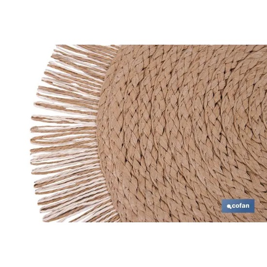 BAJOPLATO REDONDO FLECOS DE COLOR NATURAL MEDIDA 38 CM (PACK: 6 UDS) - Almacén de Ferretería Acor