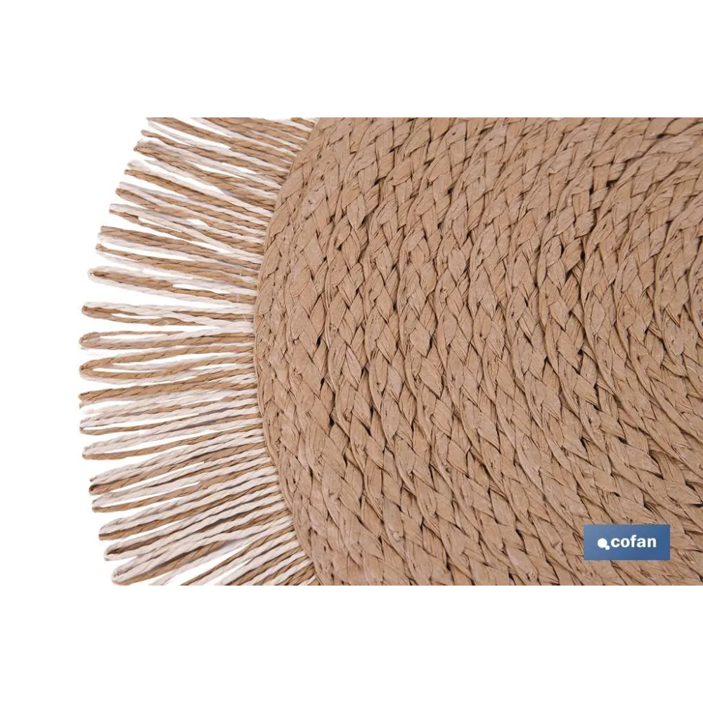BAJOPLATO REDONDO FLECOS DE COLOR NATURAL MEDIDA 38 CM (PACK: 6 UDS) - Almacén de Ferretería Acor