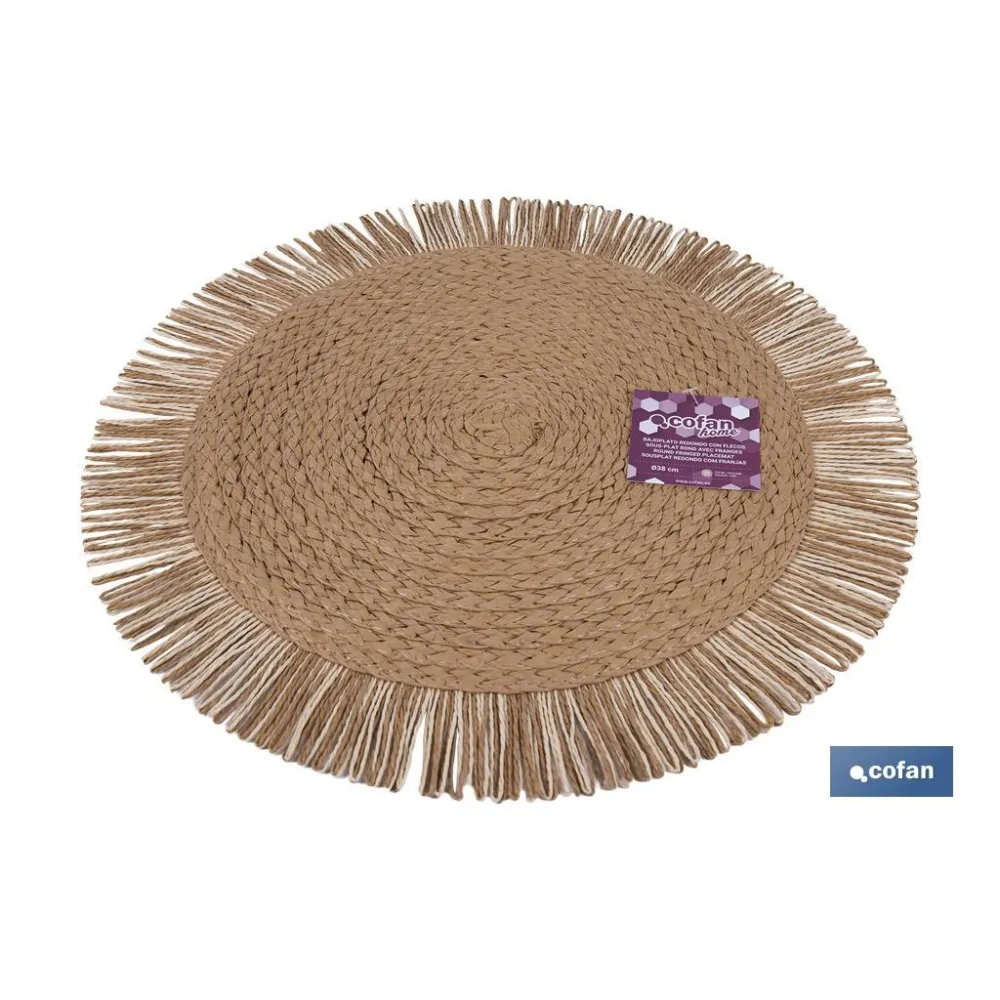 BAJOPLATO REDONDO FLECOS DE COLOR NATURAL MEDIDA 38 CM (PACK: 6 UDS) - Almacén de Ferretería Acor