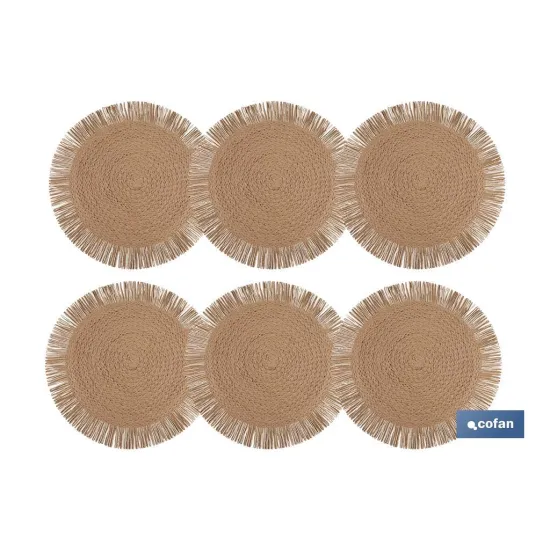 BAJOPLATO REDONDO FLECOS DE COLOR NATURAL MEDIDA 38 CM (PACK: 6 UDS) - Almacén de Ferretería Acor