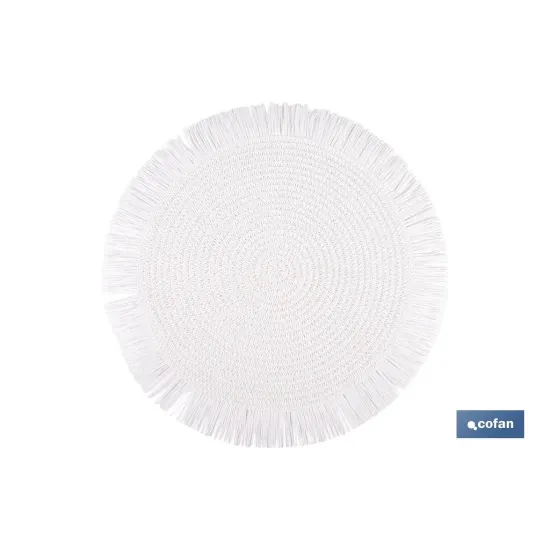 BAJOPLATO REDONDO FLECOS DE COLOR BLANCO MEDIDA 38 CM (PACK: 6 UDS) - Almacén de Ferretería Acor